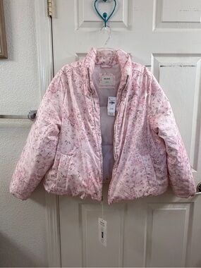 Hollister Light Pink Floral Quilted Puffer